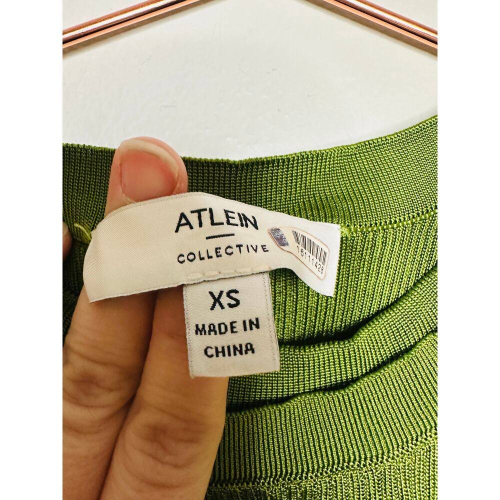 ATLEIN Green Crewneck Sleeveless Knit Midi Layered Bodycon Sheath Dress Size XS - Picture 11 of 14